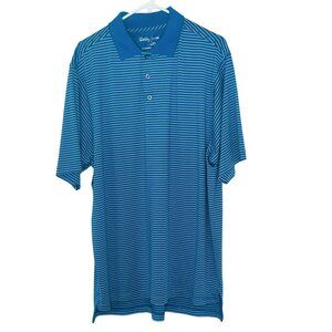 Bobby Jones X-H2O Mens XL Blue & White Striped Short Sleeve Polo Golf Shirt